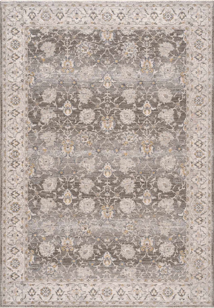 Amaru Traditional Style Gray And Beige Rug with Fringes - The Rug Decor