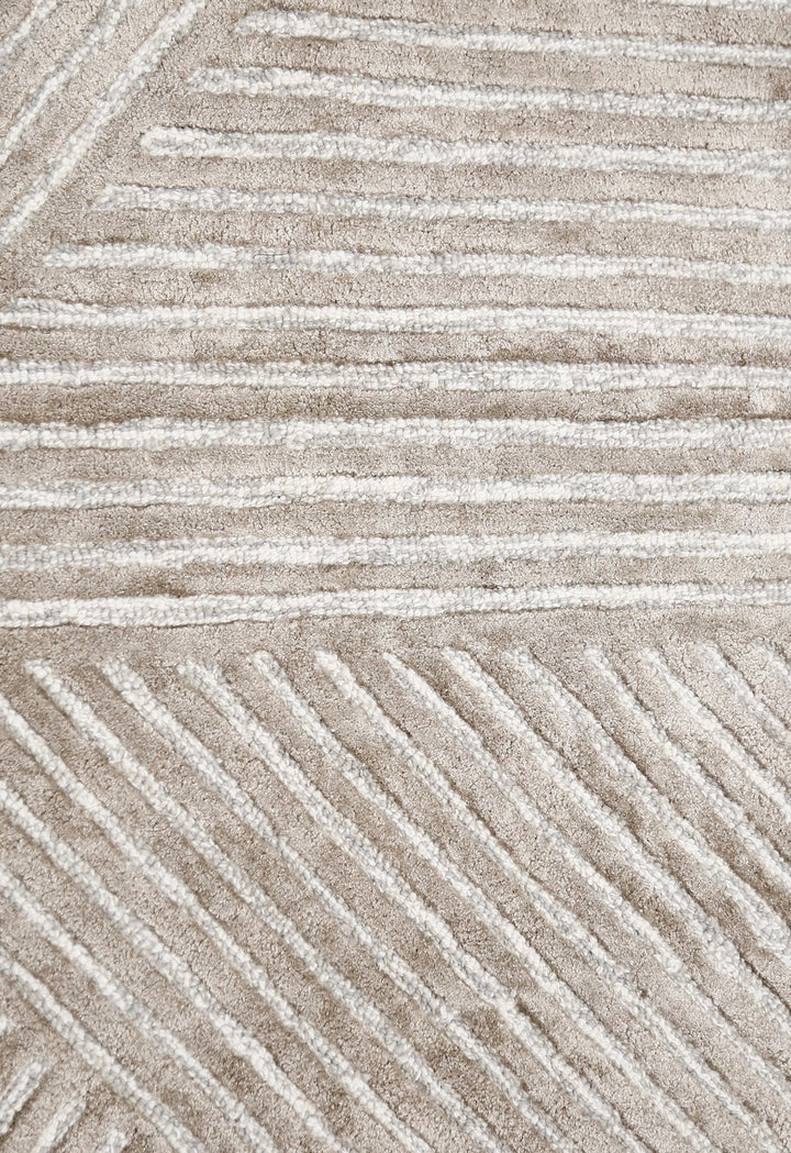 Amber Modern Geometrical Beige Hand Tufted Wool Rug - The Rug Decor