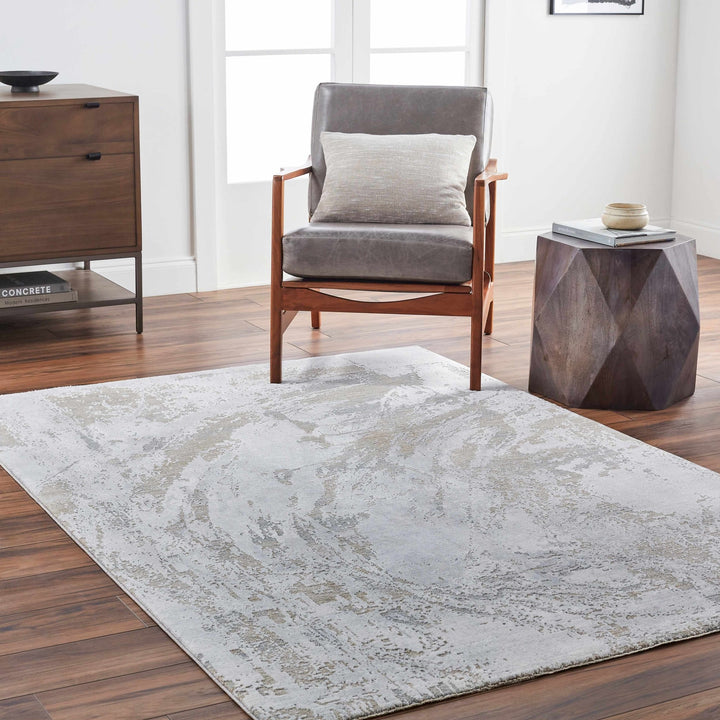 Ambra Gray And Tan Contemporary Abstract Design Rug - The Rug Decor