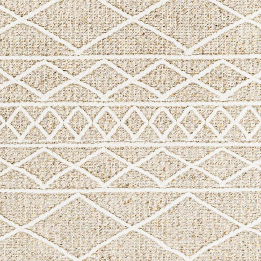 Ambulong Beige And Ivory Modern Geometrical Design Hand Woven Area Rug