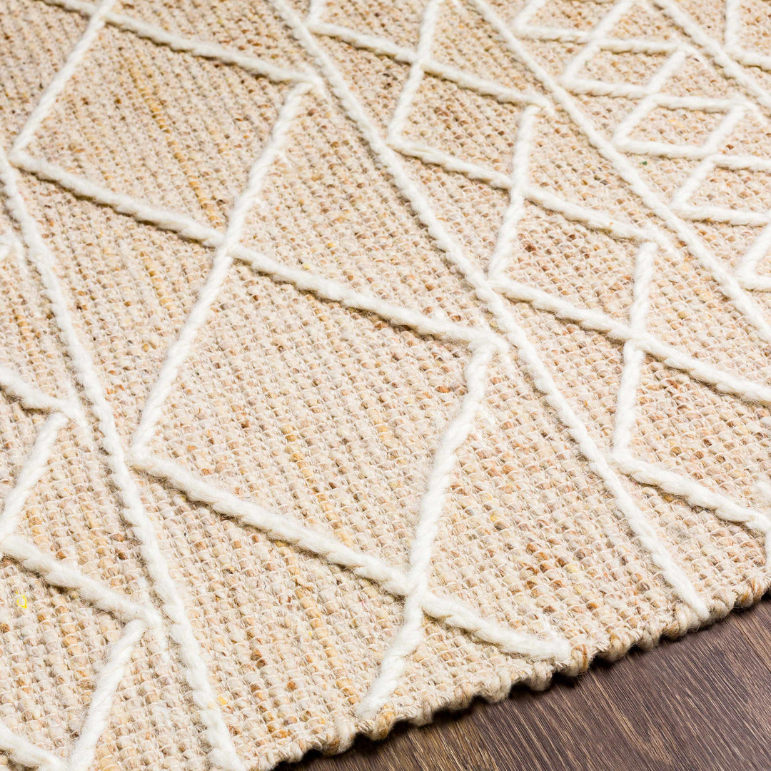 Ambulong Beige And Ivory Modern Geometrical Design Hand Woven Area Rug