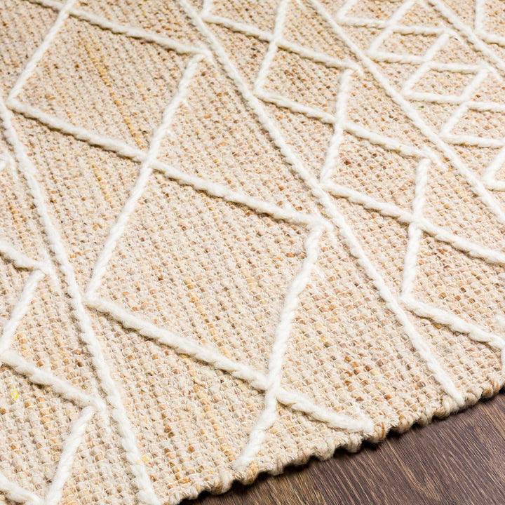 Ambulong Beige And Ivory Modern Geometrical Design Hand Woven Area Rug