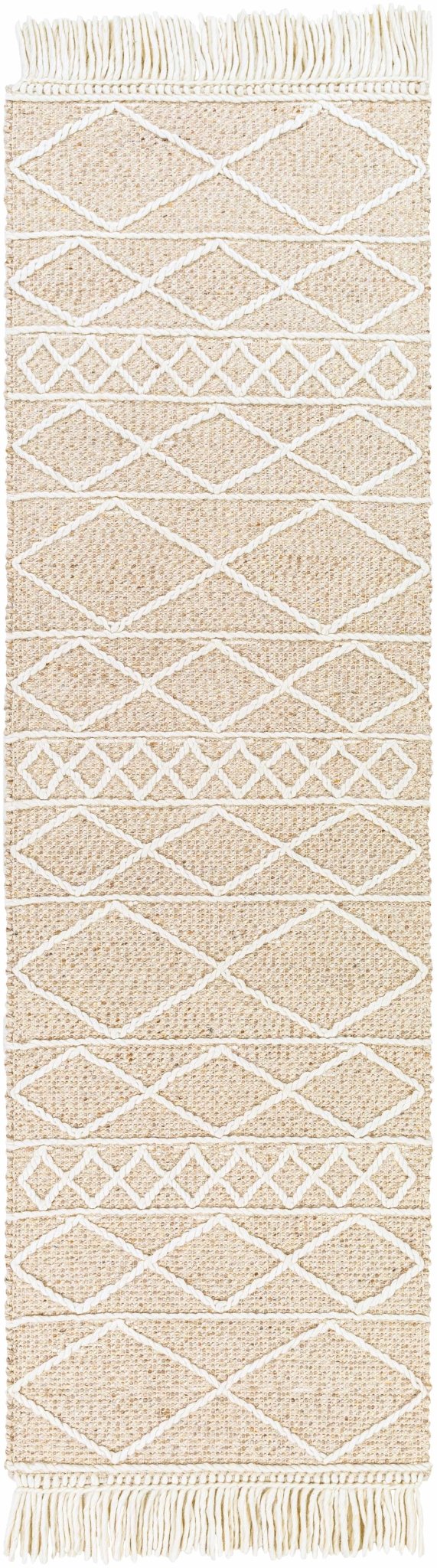 Ambulong Beige And Ivory Modern Geometrical Design Hand Woven Area Rug - The Rug Decor