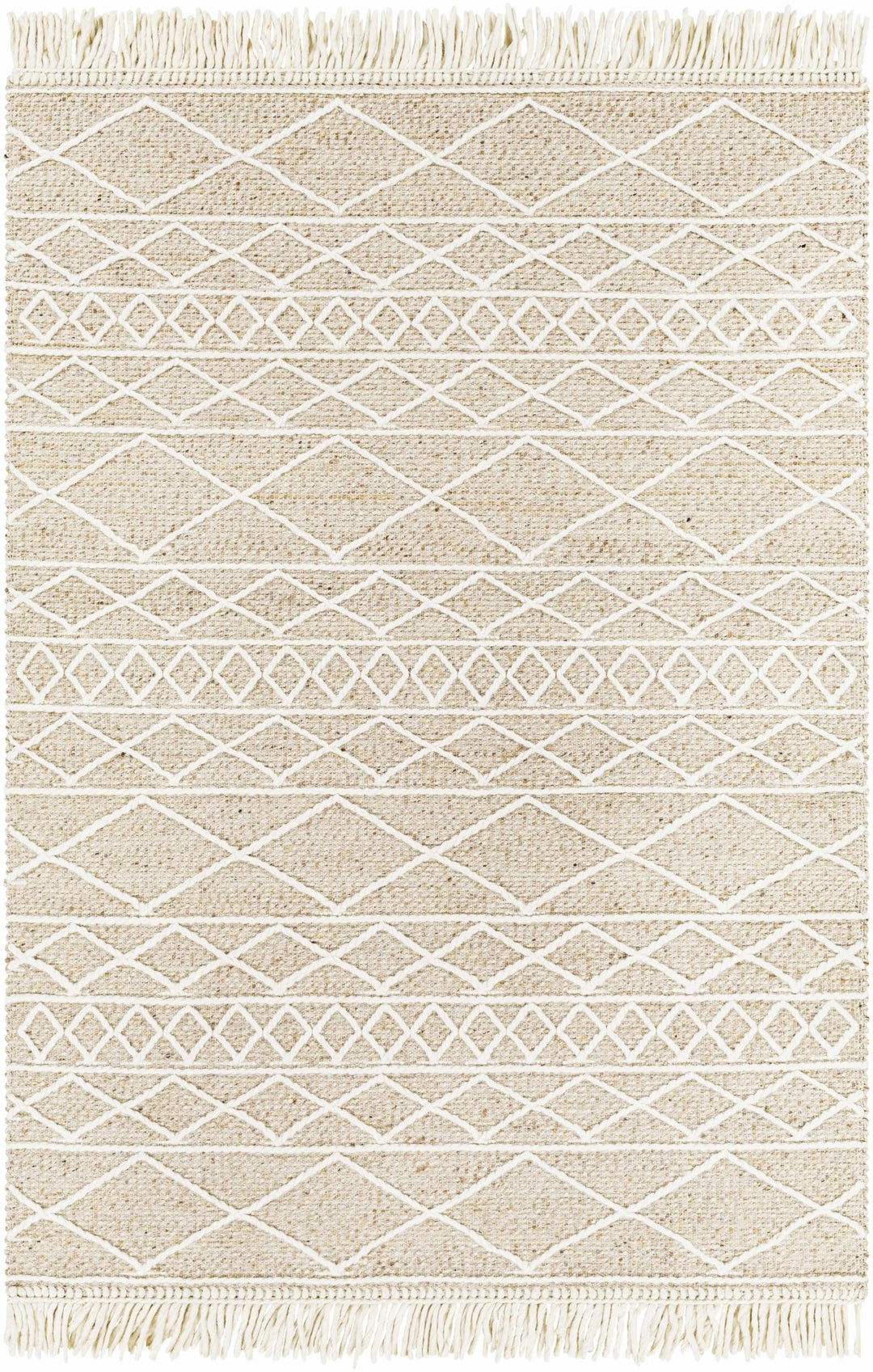 Ambulong Beige And Ivory Modern Geometrical Design Hand Woven Area Rug - The Rug Decor