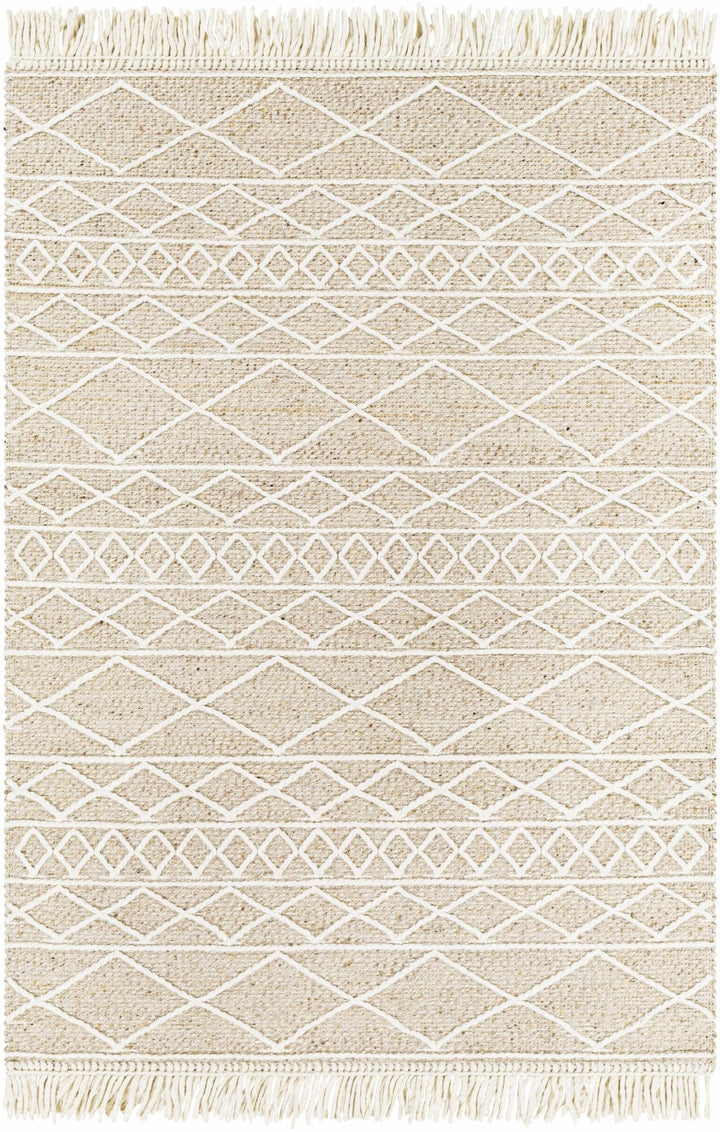 Ambulong Beige And Ivory Modern Geometrical Design Hand Woven Area Rug - The Rug Decor