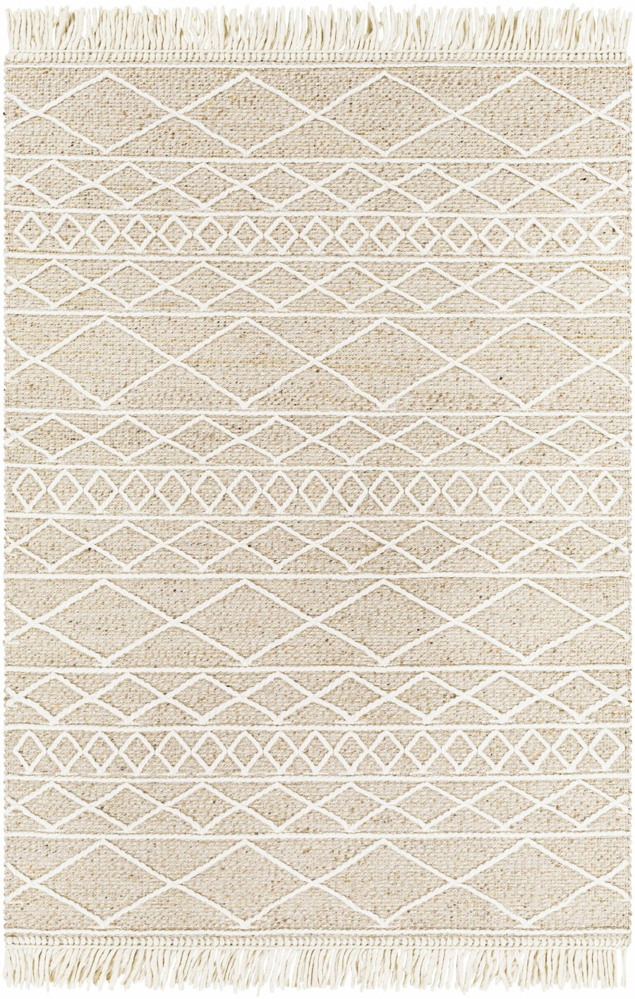 Ambulong Beige And Ivory Modern Geometrical Design Hand Woven Area Rug - The Rug Decor
