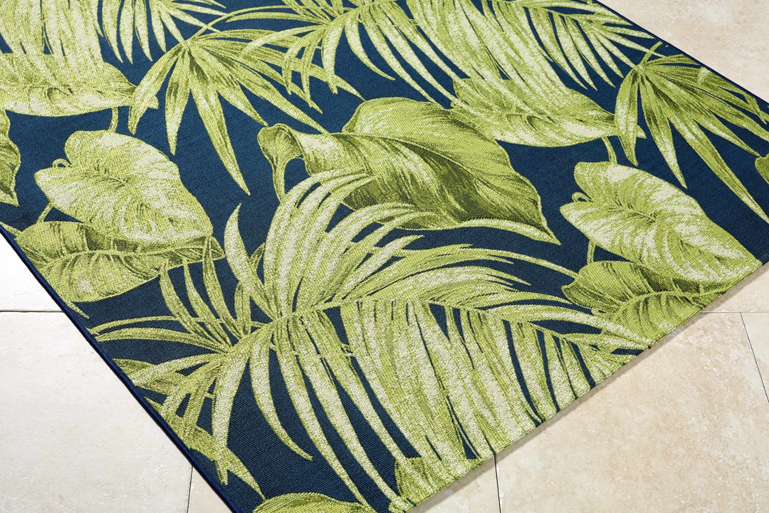 Amirah Contemporary Botanical Green And Teal Outdoor Area Rug - The Rug Decor