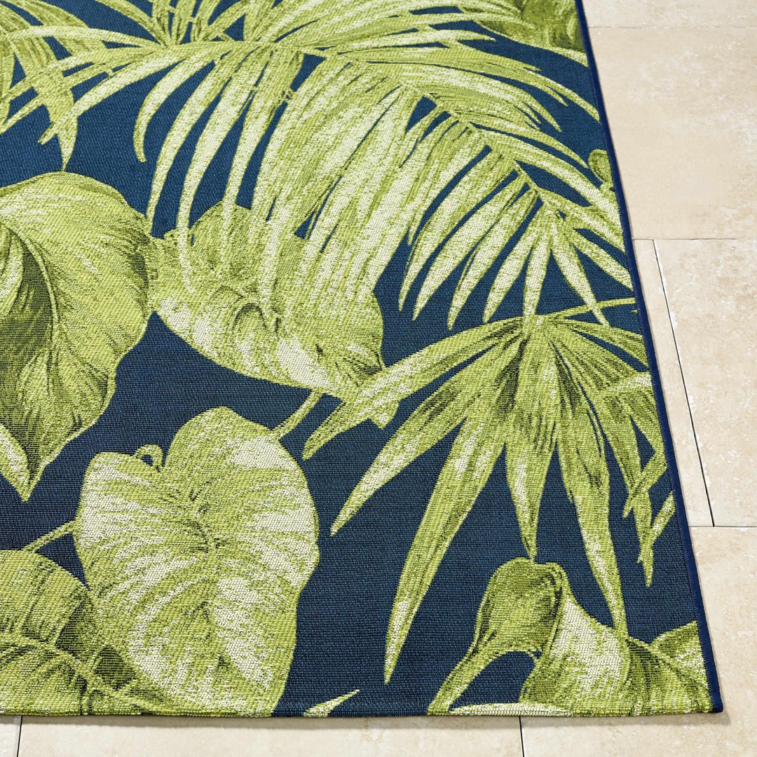 Amirah Contemporary Botanical Green And Teal Outdoor Area Rug - The Rug Decor
