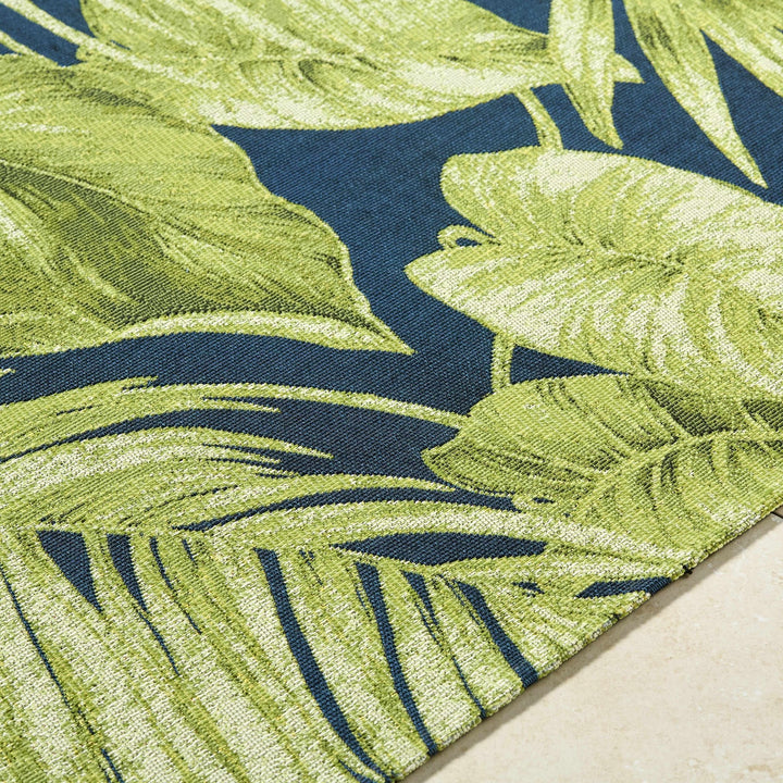 Amirah Contemporary Botanical Green And Teal Outdoor Area Rug - The Rug Decor