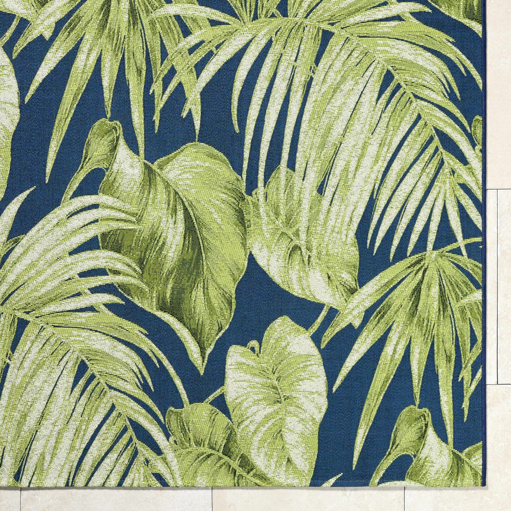 Amirah Contemporary Botanical Green And Teal Outdoor Area Rug - The Rug Decor