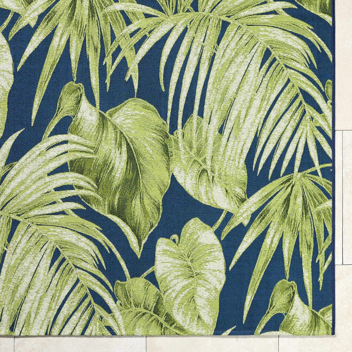 Amirah Contemporary Botanical Green And Teal Outdoor Area Rug - The Rug Decor
