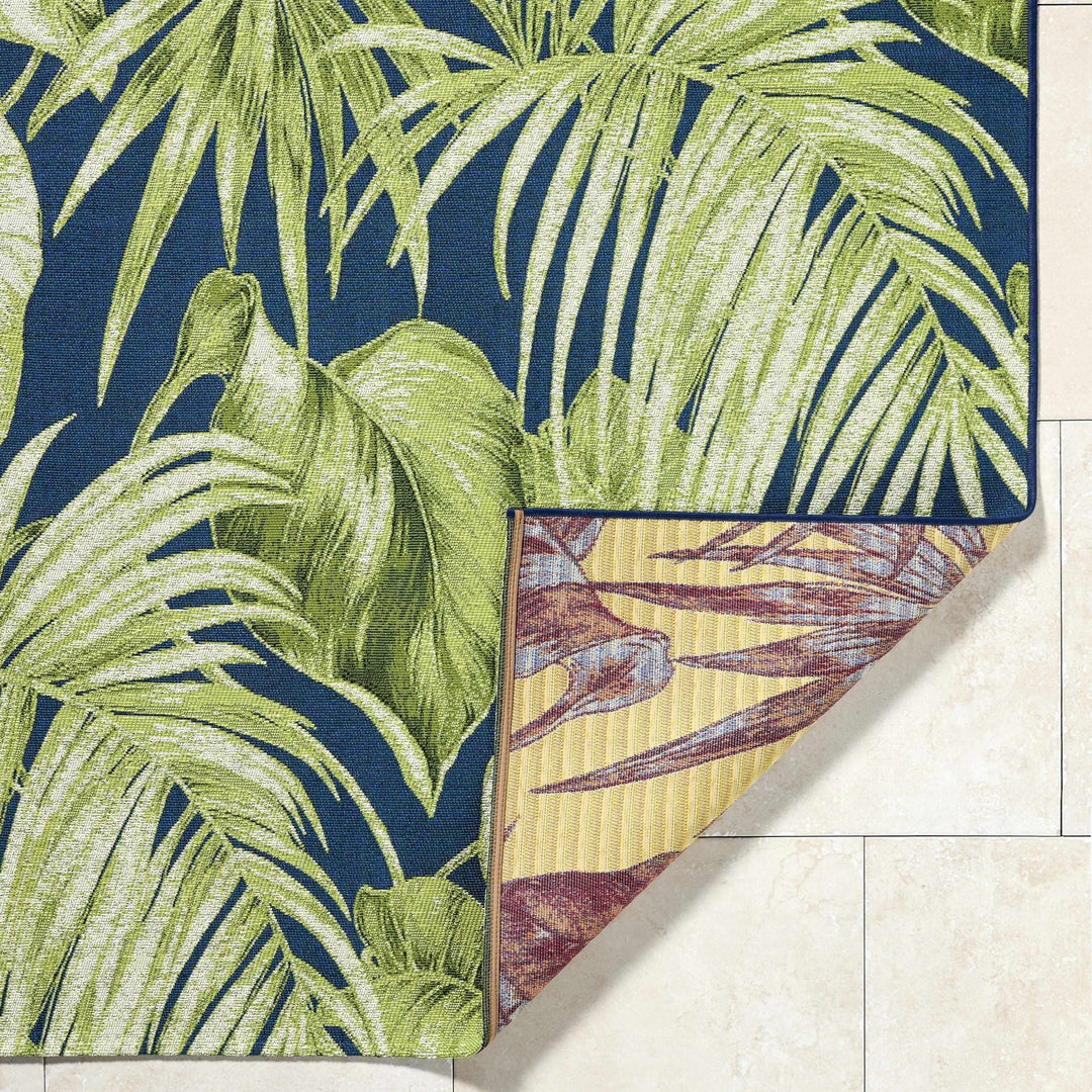Amirah Contemporary Botanical Green And Teal Outdoor Area Rug - The Rug Decor