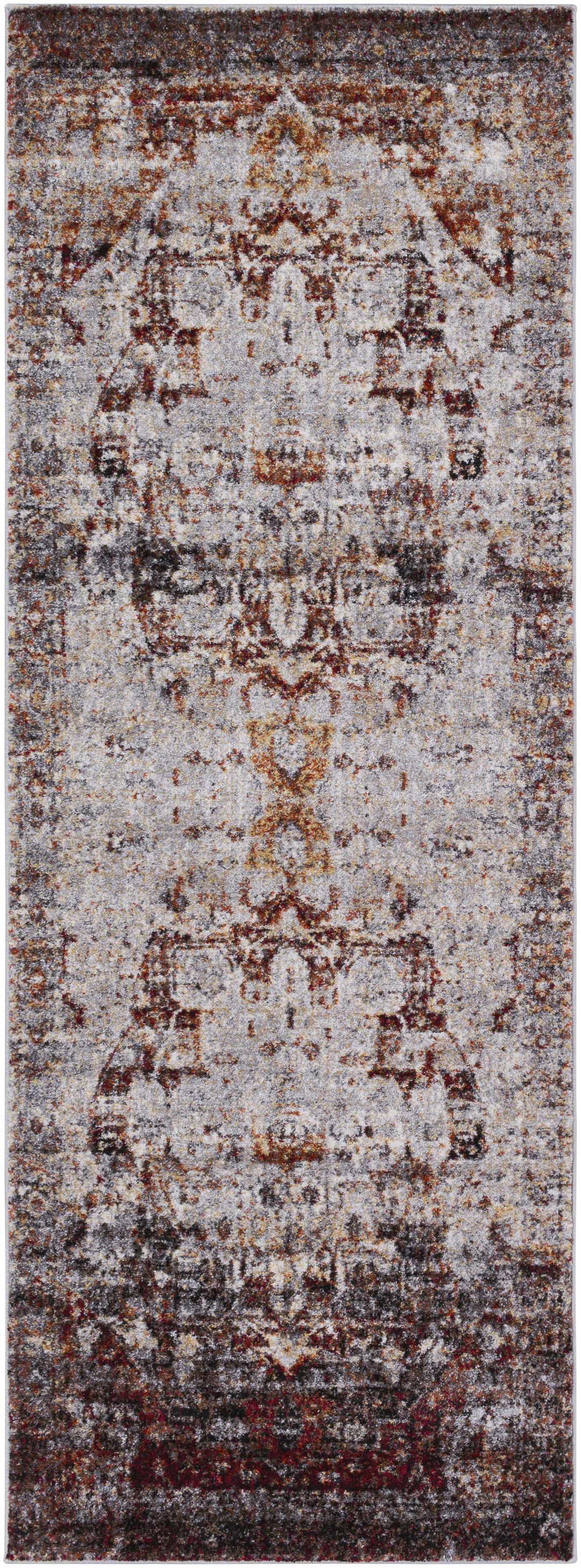 Analisa Traditional Style Gray And Rust Area Rug