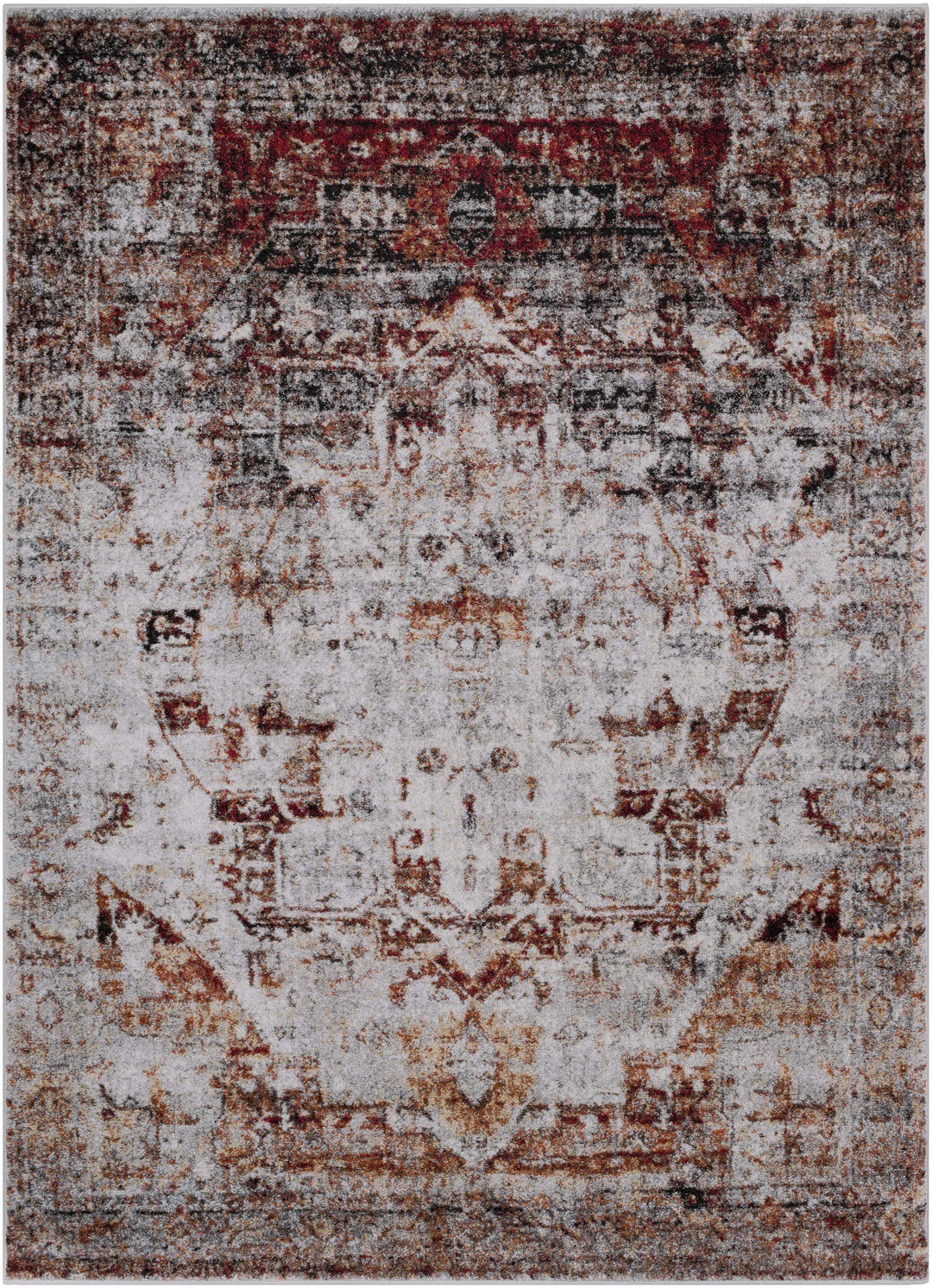Analisa Traditional Style Gray And Rust Area Rug