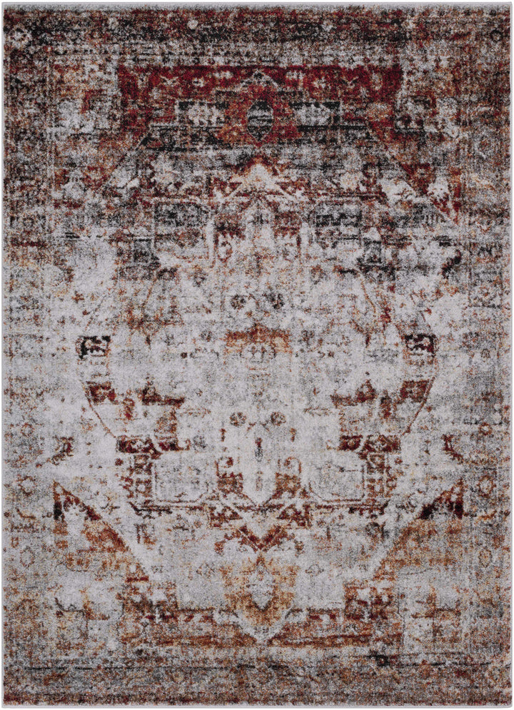 Analisa Traditional Style Gray And Rust Area Rug