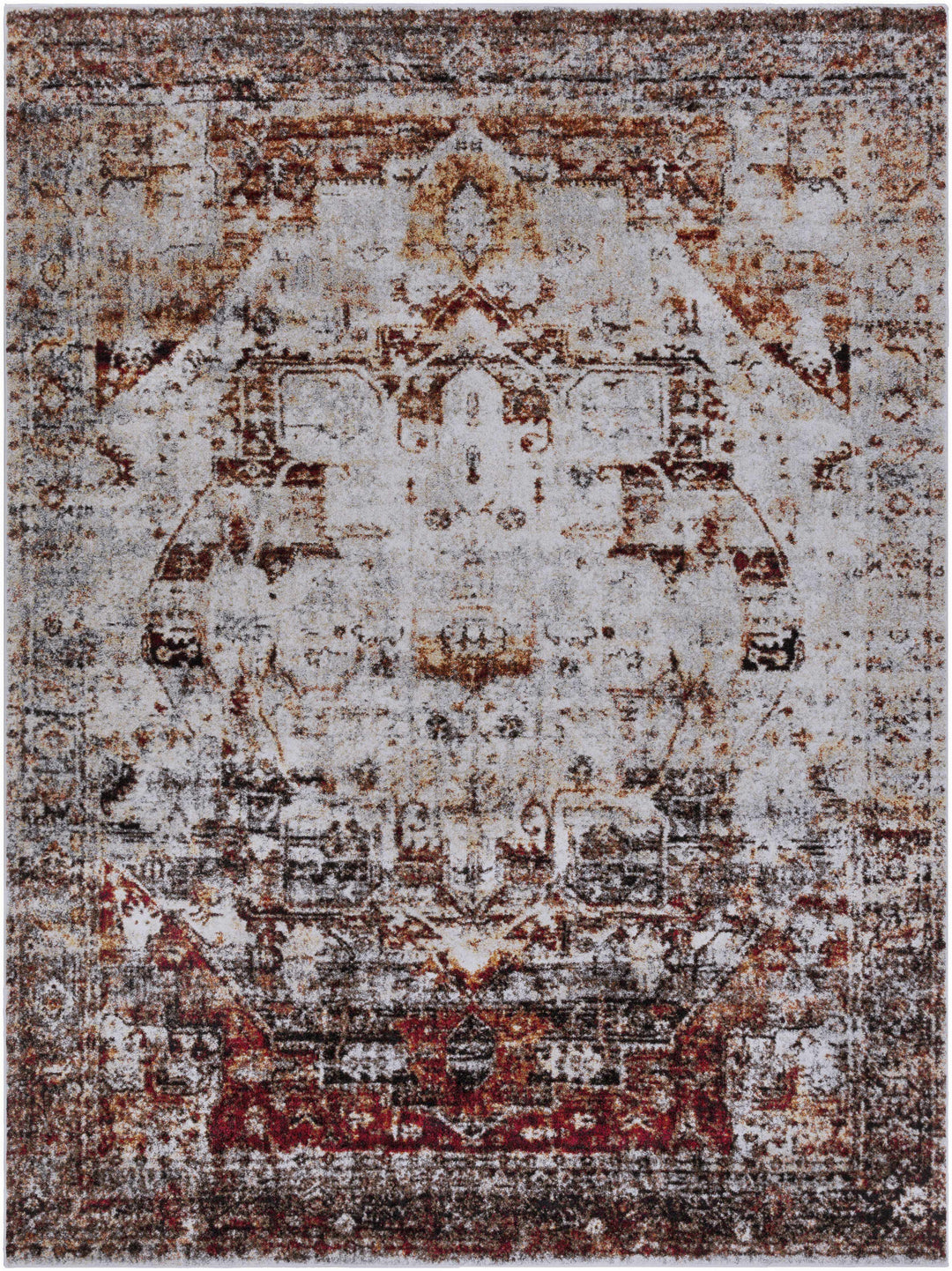 Analisa Traditional Style Gray And Rust Area Rug