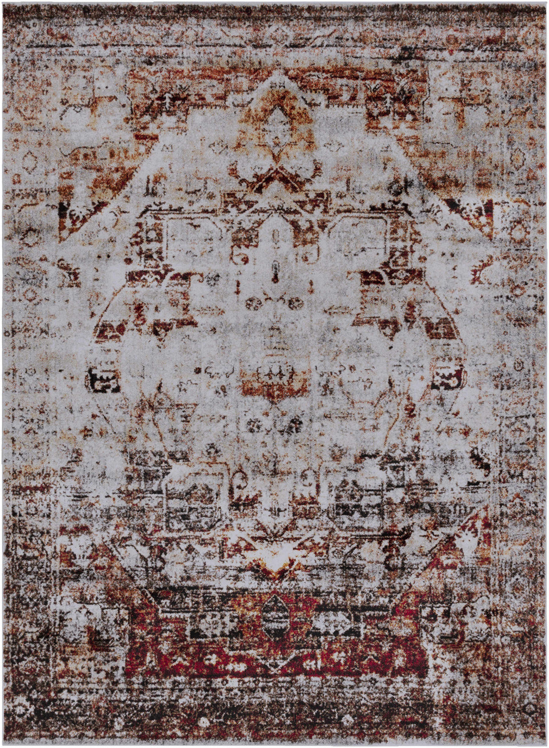 Analisa Traditional Style Gray And Rust Area Rug