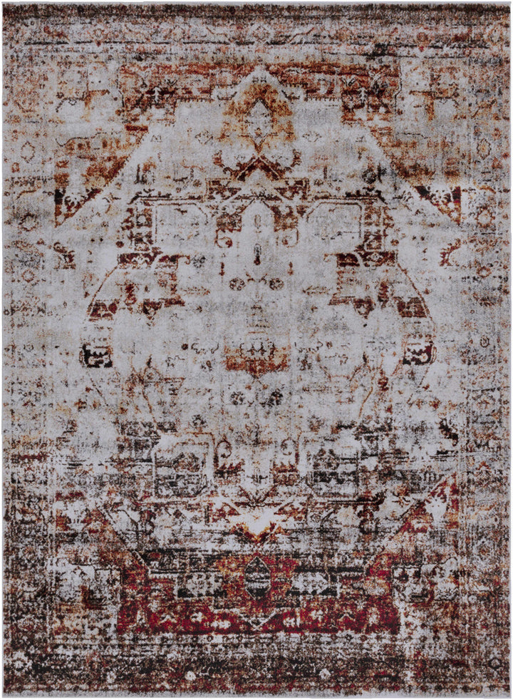 Analisa Traditional Style Gray And Rust Area Rug