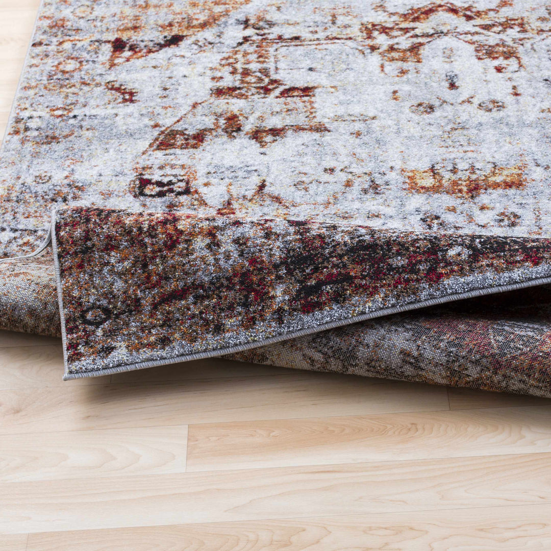 Analisa Traditional Style Gray And Rust Area Rug