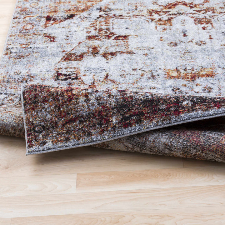 Analisa Traditional Style Gray And Rust Area Rug