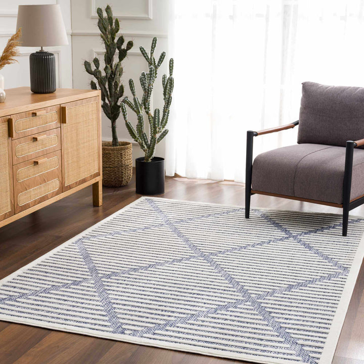 Anah Contemporary Geometric Design Blue Outdoor Rug - The Rug Decor