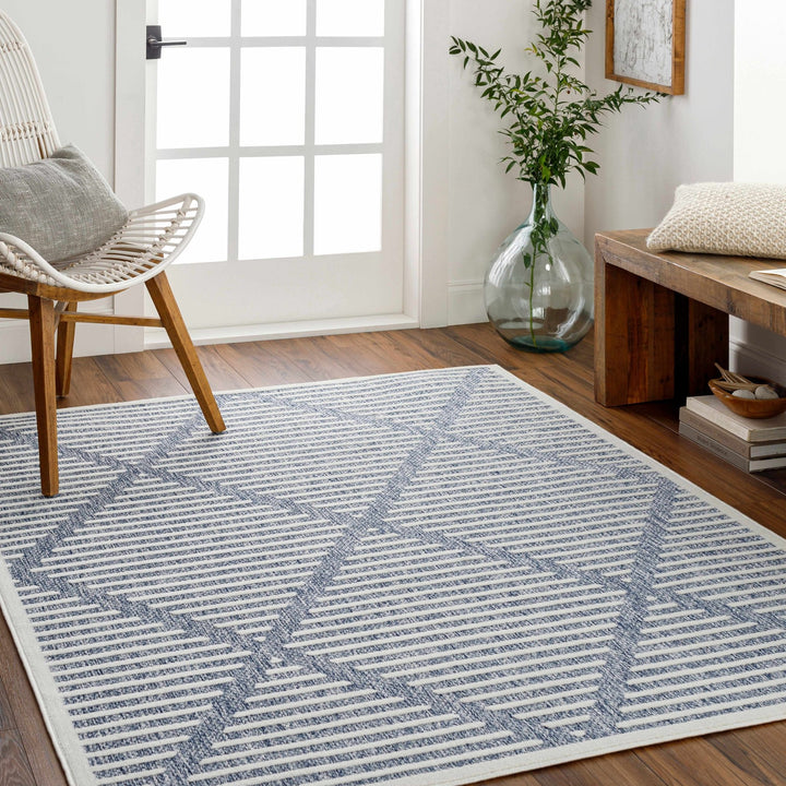 Anah Contemporary Geometric Design Blue Outdoor Rug - The Rug Decor