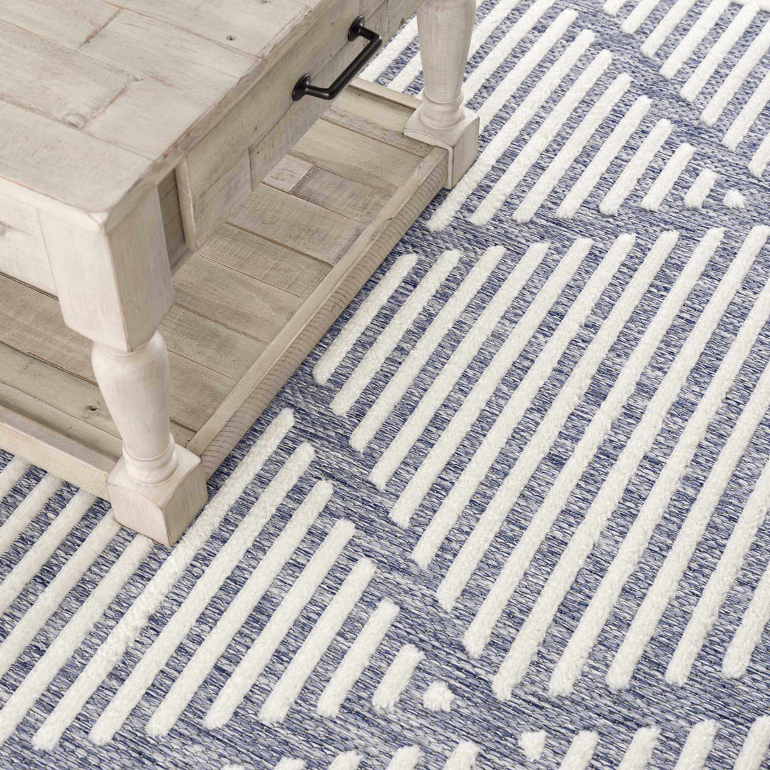 Anah Contemporary Geometric Design Blue Outdoor Rug - The Rug Decor