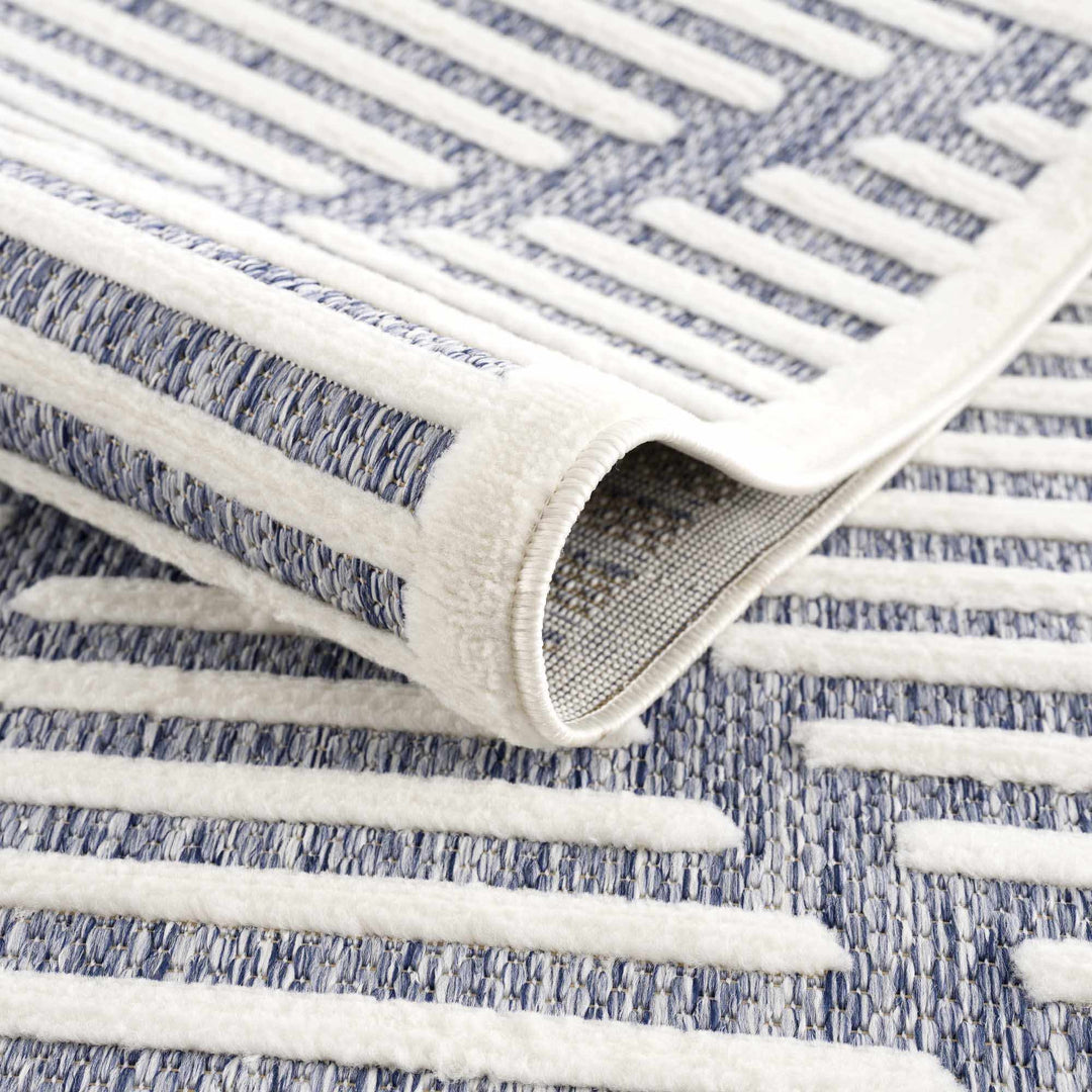 Anah Contemporary Geometric Design Blue Outdoor Rug - The Rug Decor