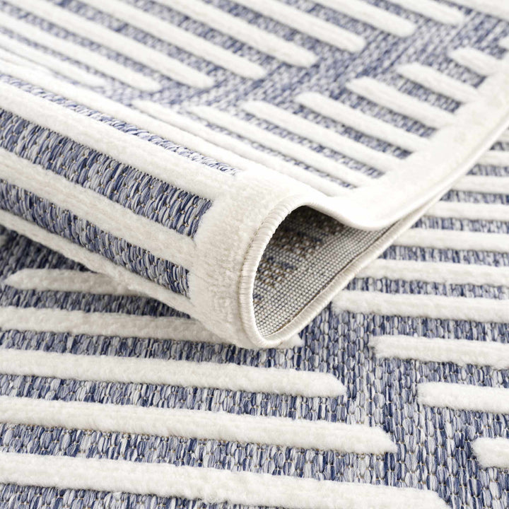 Anah Contemporary Geometric Design Blue Outdoor Rug - The Rug Decor