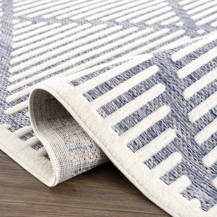 Anah Contemporary Geometric Design Blue Outdoor Rug - The Rug Decor