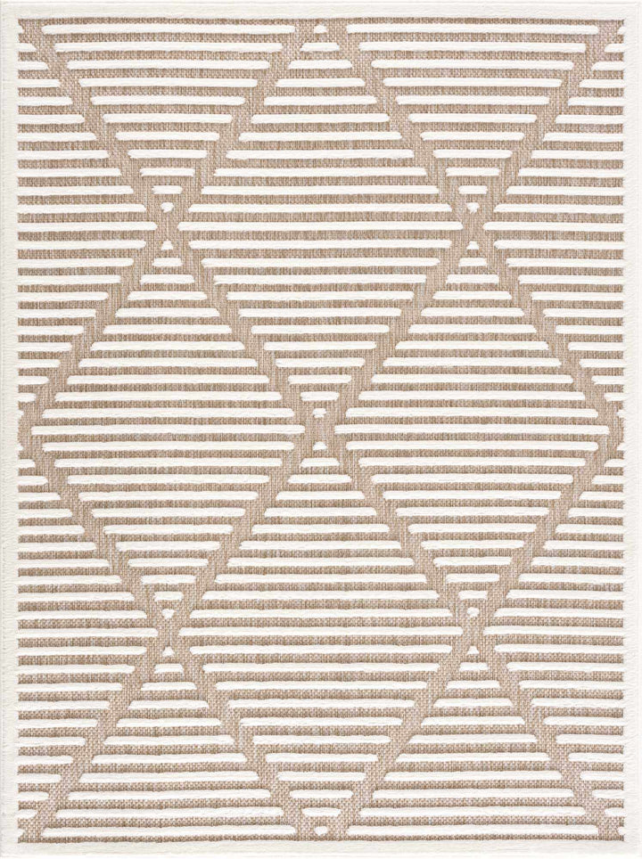 Anah Contemporary Geometrical Tan And Ivory Rug - The Rug Decor