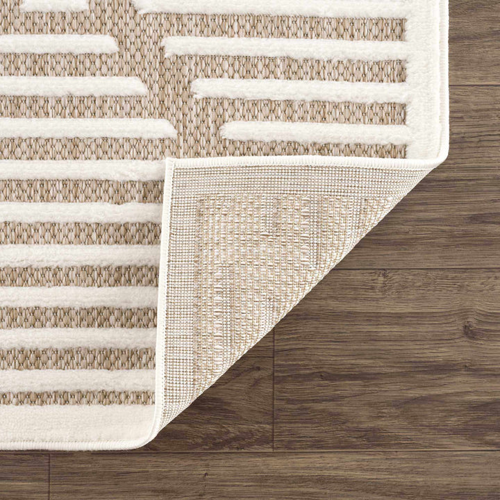 Anah Contemporary Geometrical Tan And Ivory Rug - The Rug Decor