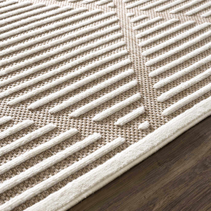 Anah Contemporary Geometrical Tan And Ivory Rug - The Rug Decor