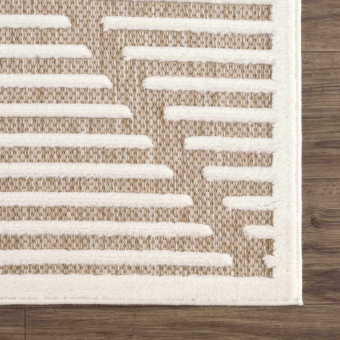 Anah Contemporary Geometrical Tan And Ivory Rug - The Rug Decor