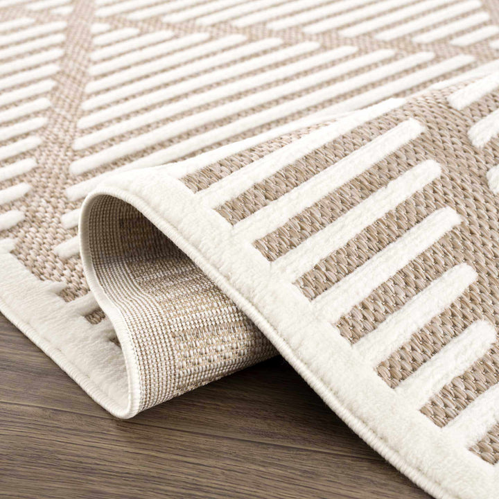 Anah Contemporary Geometrical Tan And Ivory Rug - The Rug Decor