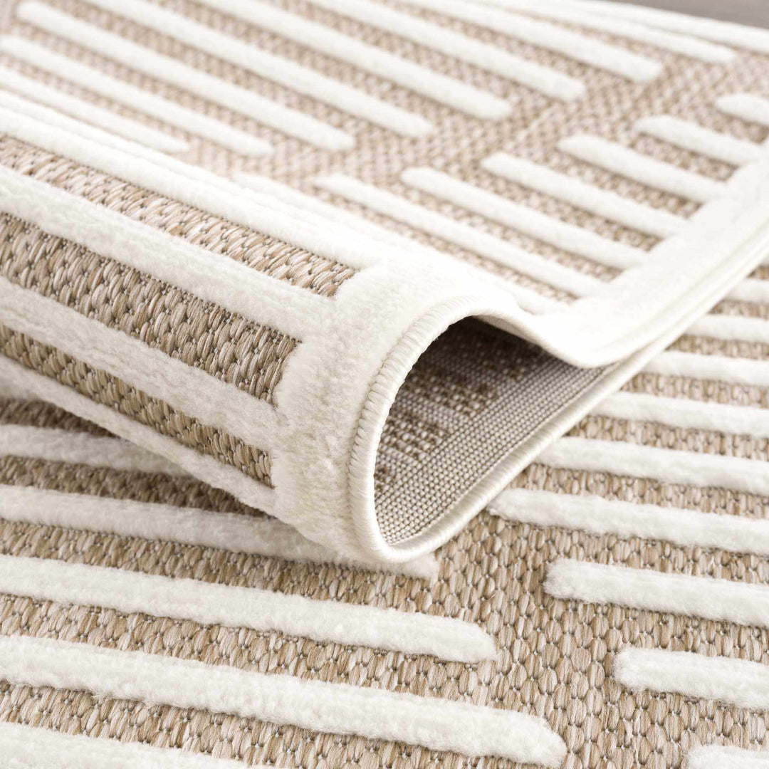 Anah Contemporary Geometrical Tan And Ivory Rug - The Rug Decor