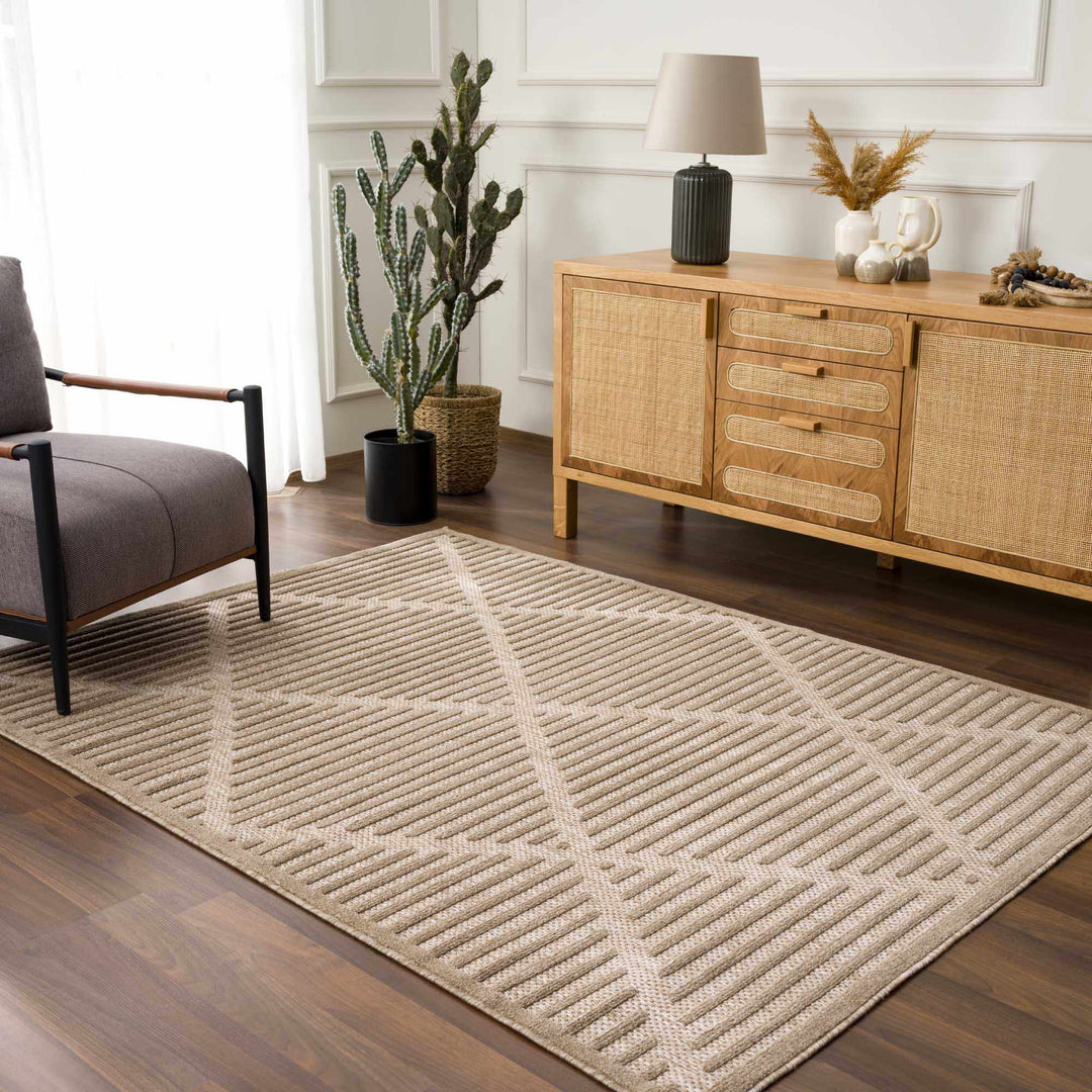 Anah Contemporary Style Tan Outdoor Rug - The Rug Decor