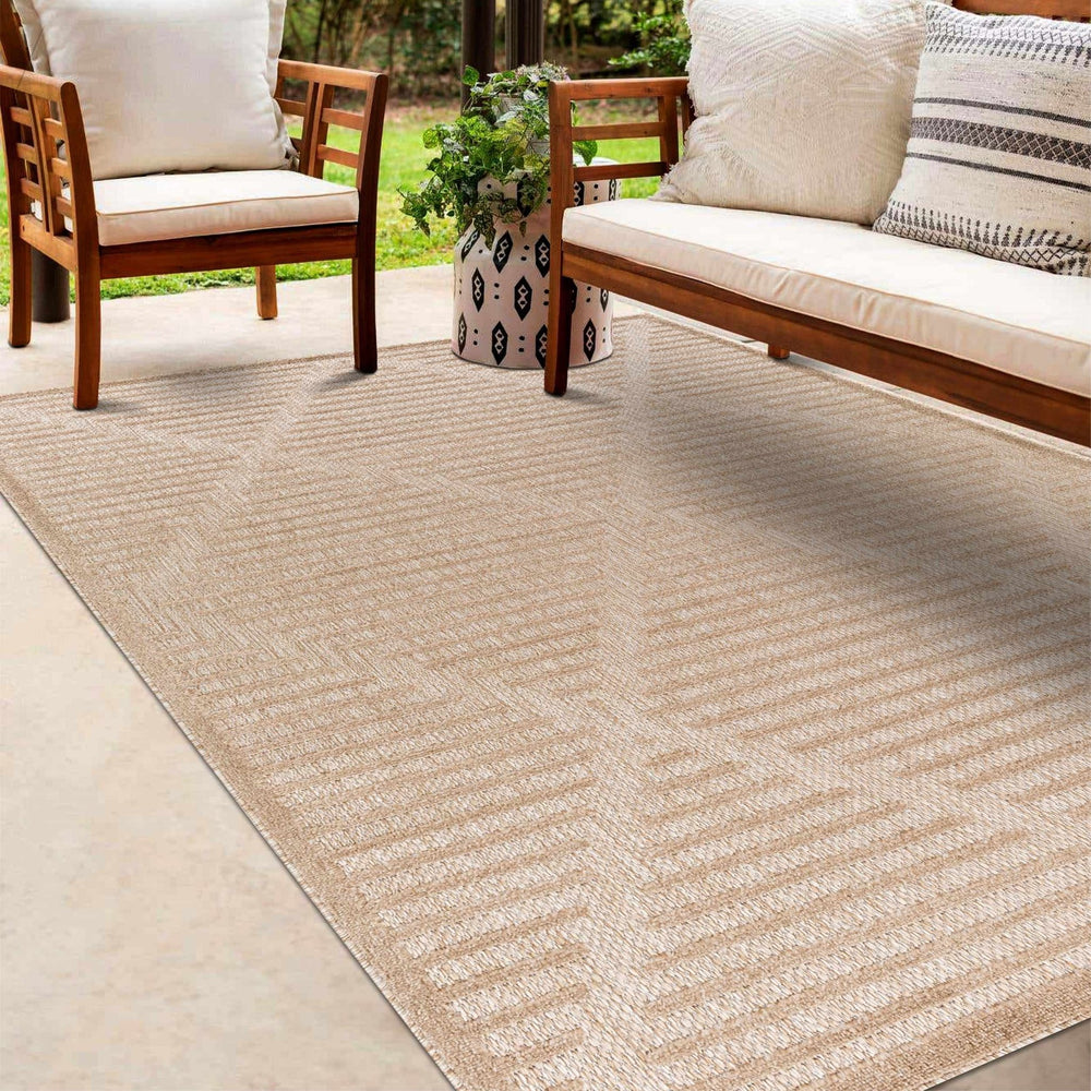 Anah Contemporary Style Tan Outdoor Rug - The Rug Decor