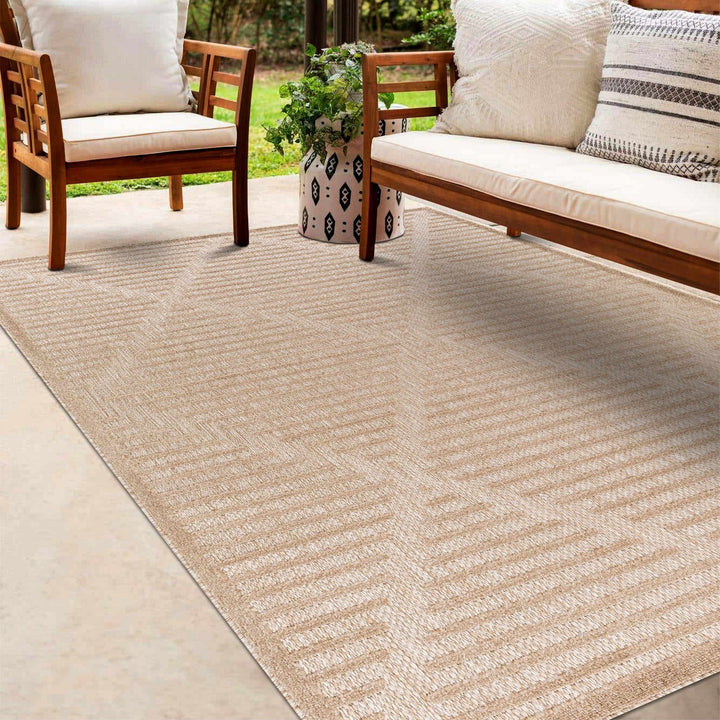 Anah Contemporary Style Tan Outdoor Rug - The Rug Decor