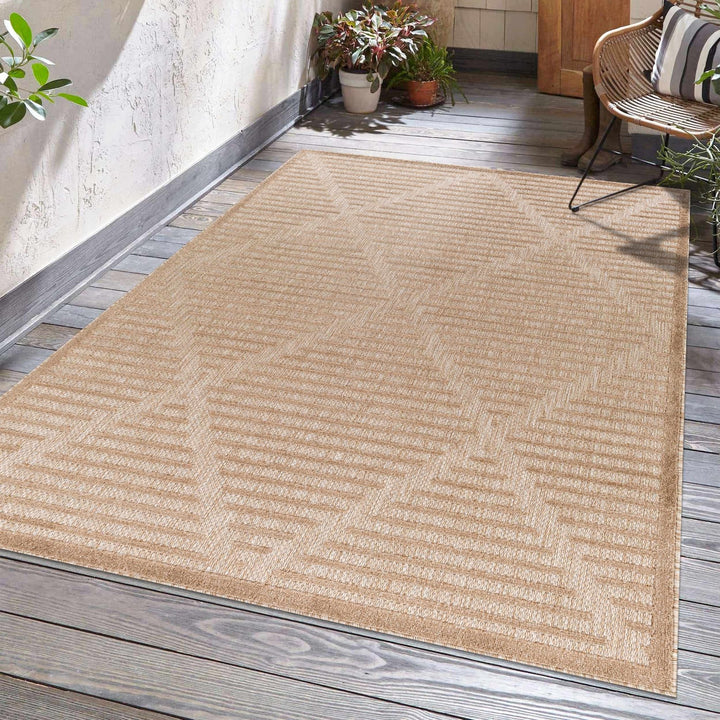 Anah Contemporary Style Tan Outdoor Rug - The Rug Decor