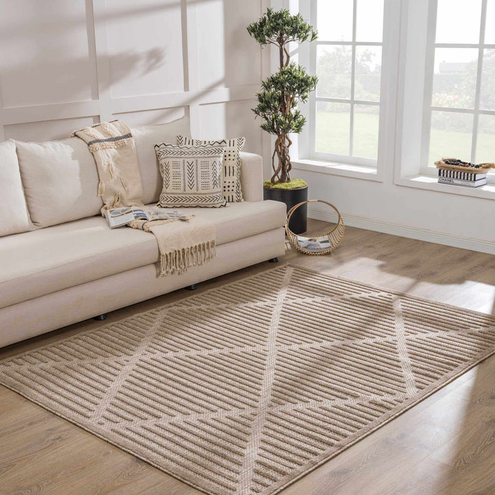 Anah Contemporary Style Tan Outdoor Rug - The Rug Decor