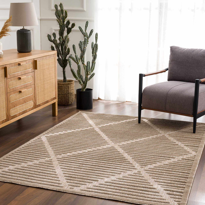 Anah Contemporary Style Tan Outdoor Rug - The Rug Decor