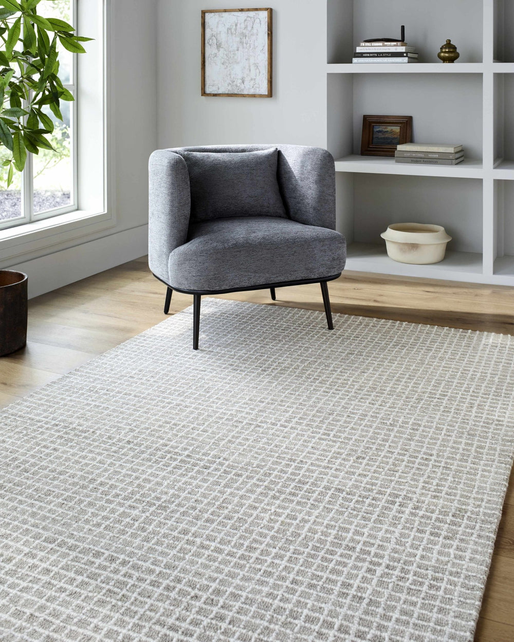Anahid Gray And Ivory Geometrical Design Rug - The Rug Decor