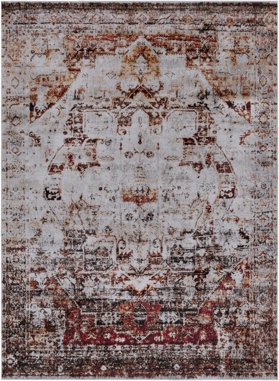 Analisa Traditional Style Gray And Rust Area Rug - The Rug Decor