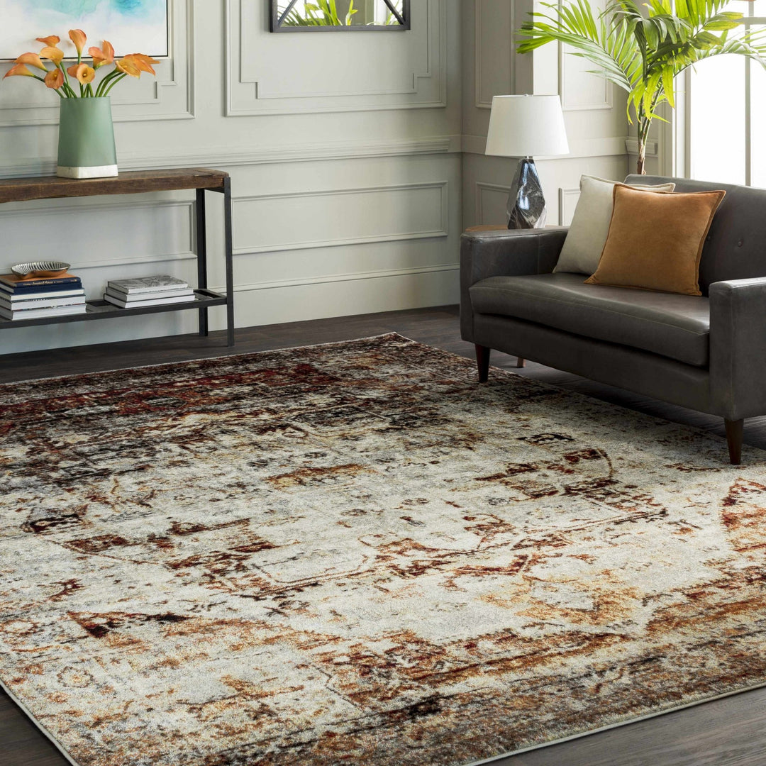 Analisa Traditional Style Gray And Rust Area Rug - The Rug Decor