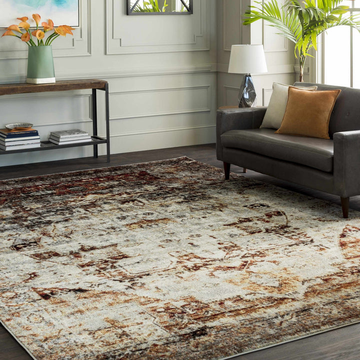 Analisa Traditional Style Gray And Rust Area Rug - The Rug Decor