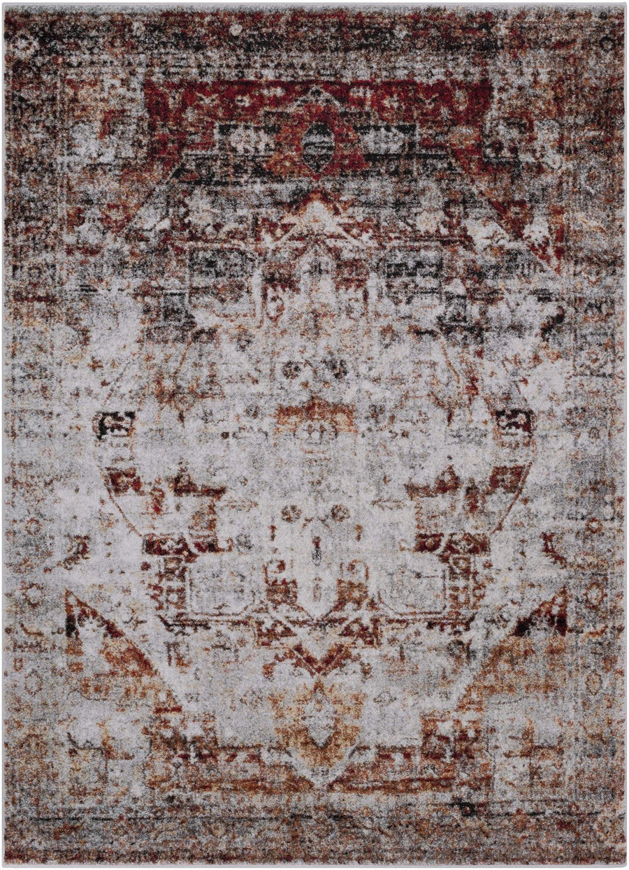 Analisa Traditional Style Gray And Rust Area Rug - The Rug Decor