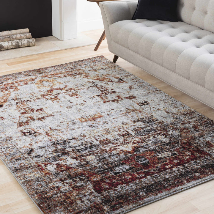Analisa Traditional Style Gray And Rust Area Rug - The Rug Decor