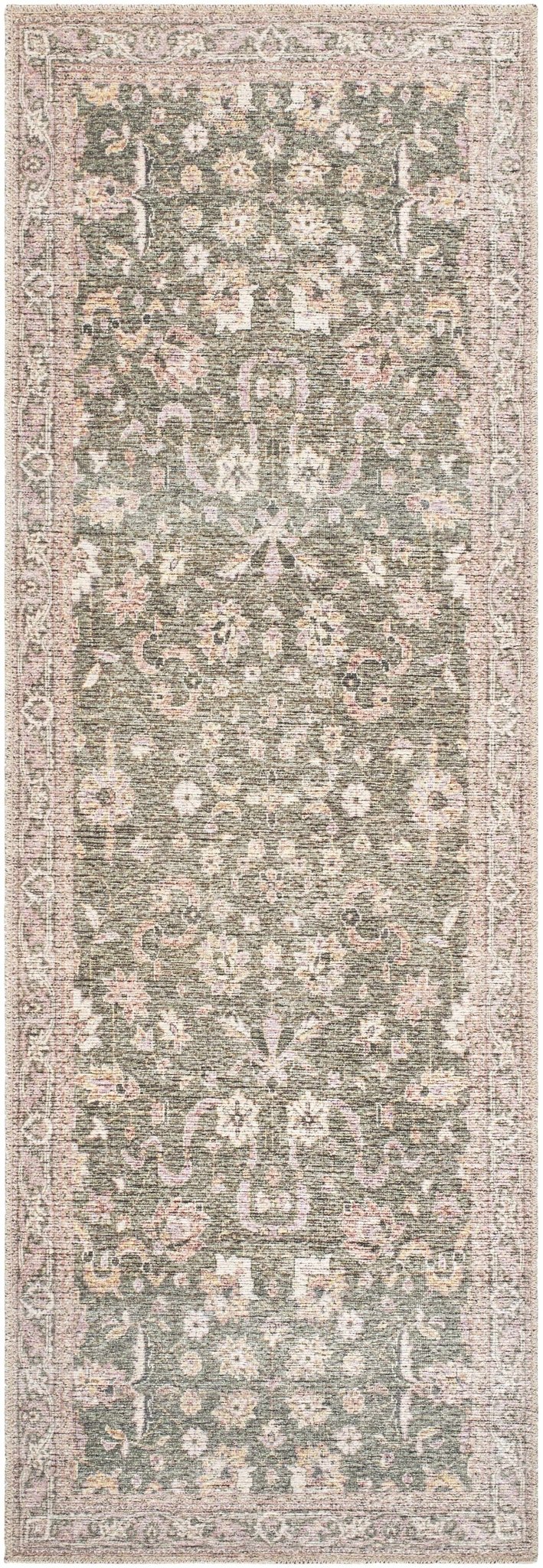 Anando Traditional Style Green And Rust Washable Rug - The Rug Decor