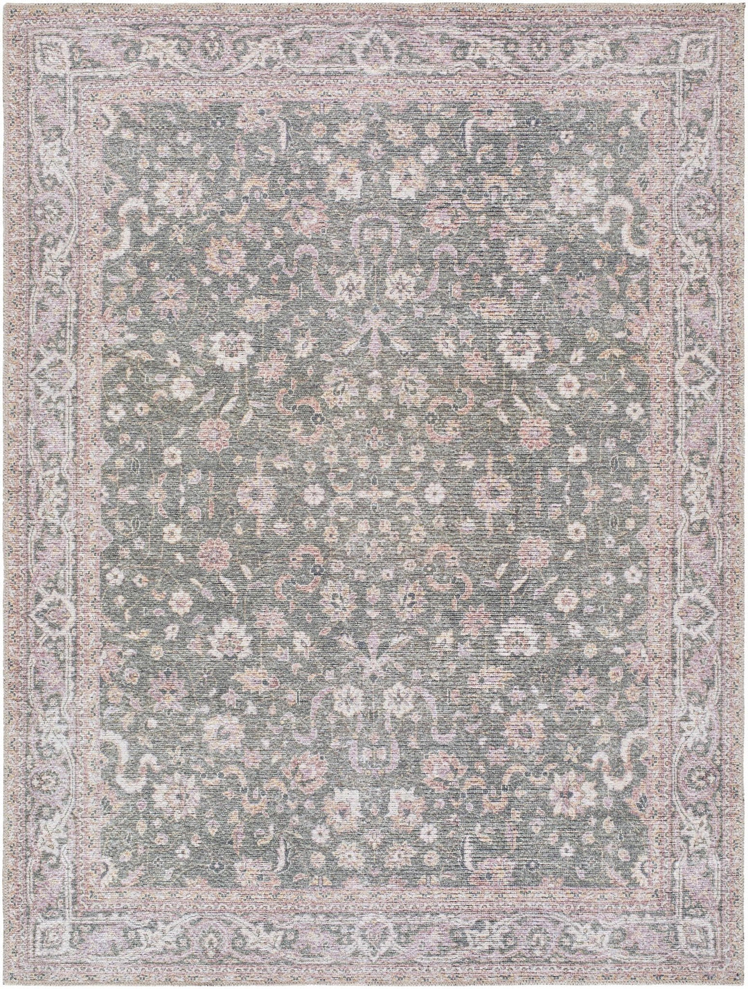 Anando Traditional Style Green And Rust Washable Rug - The Rug Decor